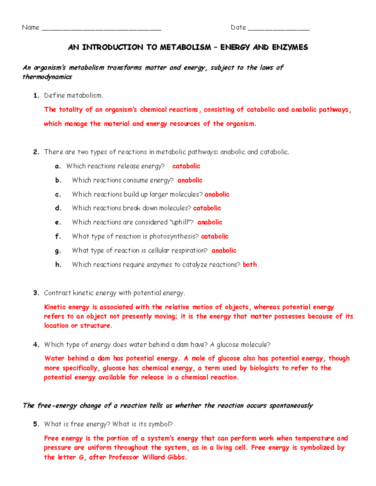 Energy And Enzymes Worksheet Comprehension Answers Studocu Energy And Enzymes Worksheet Comprehension Answers Studocu