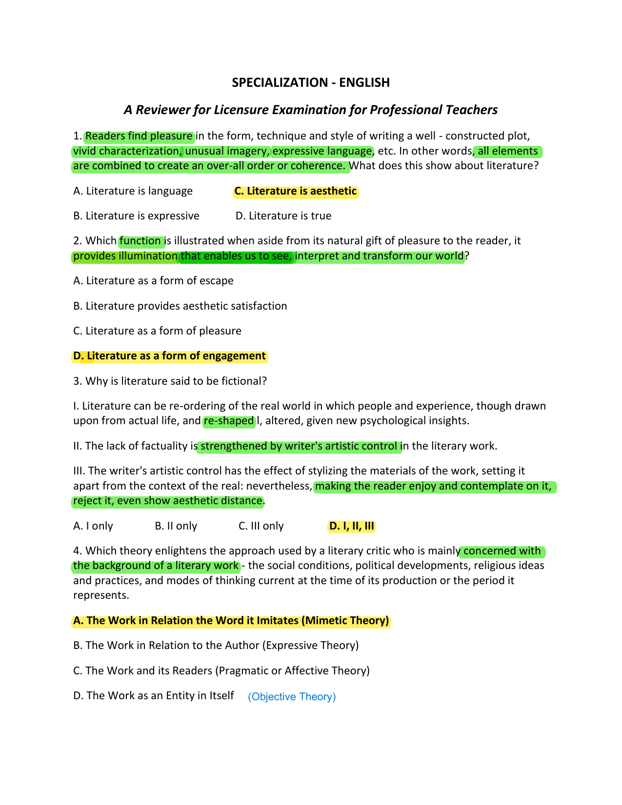 English Licensure Exam Reviewer