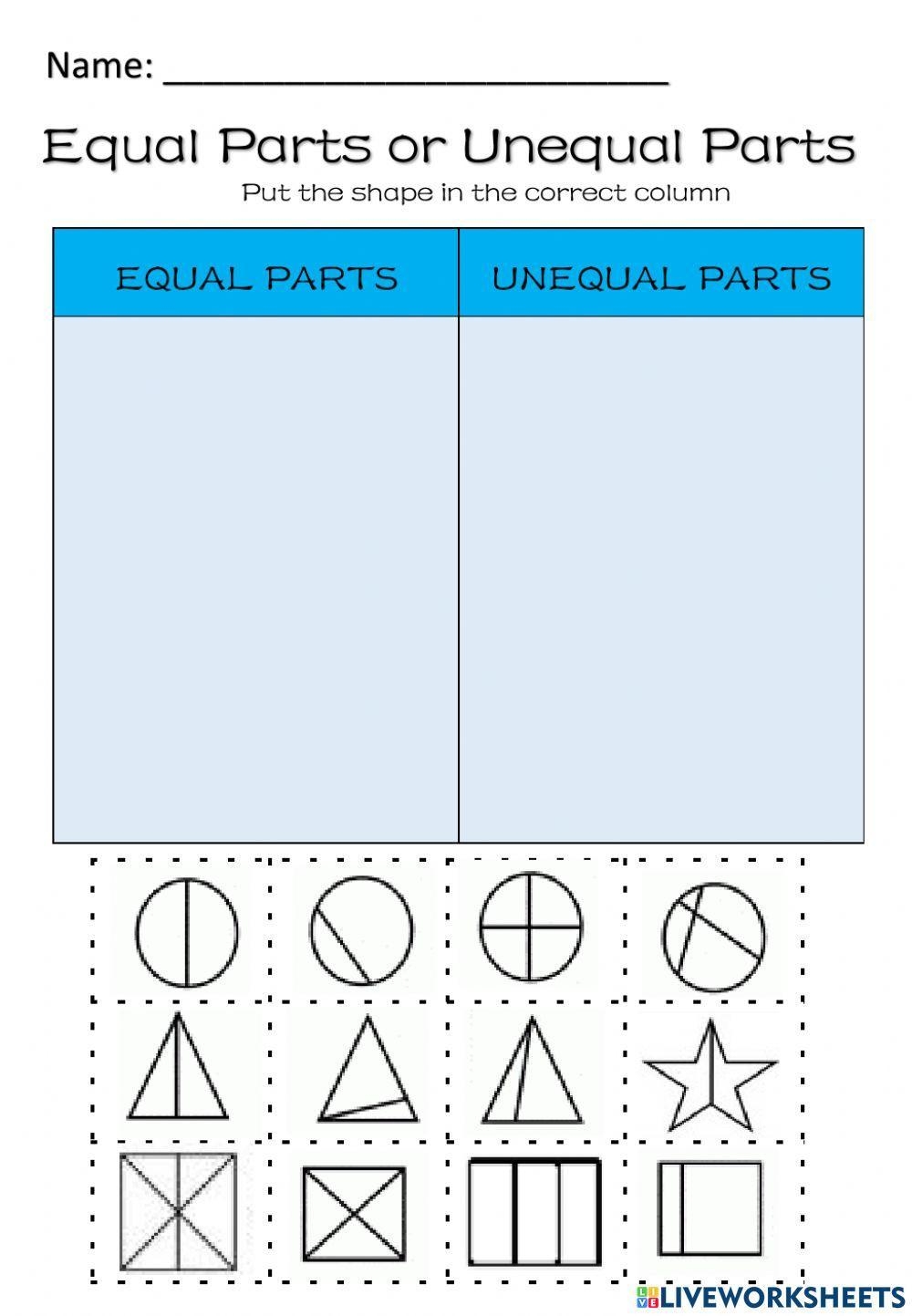 Equal And Unequal Parts Worksheet Worksheets Library Equal Parts Worksheet Free Printable Digital PDF Worksheets Library