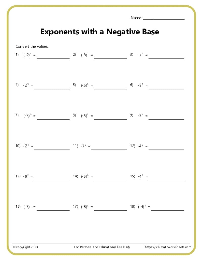 Exponents Worksheets Order Of Operations Parentheses Exponents Worksheet 6th Worksheets Library