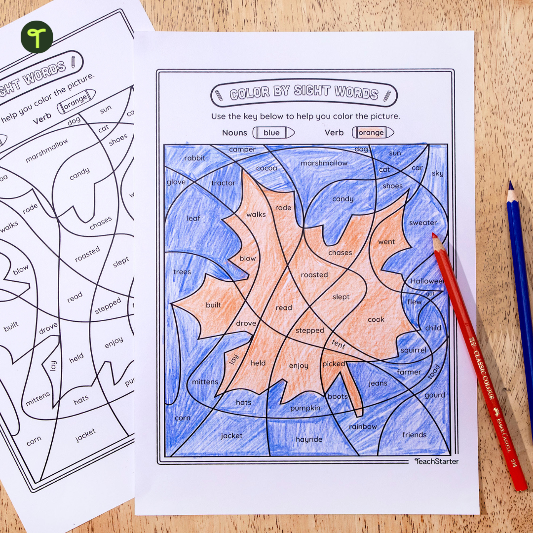 Fall Color By Part Of Speech Nouns And Verbs Worksheet Teach Starter Fall Color By Part Of Speech Nouns And Verbs Worksheet Teach Starter