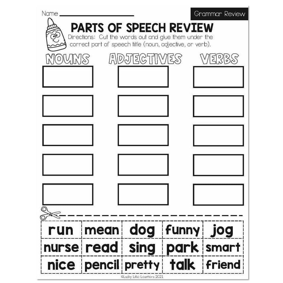 Fall Early Finishers 2nd Grade ELA Grammar Review Parts Of Worksheets Library