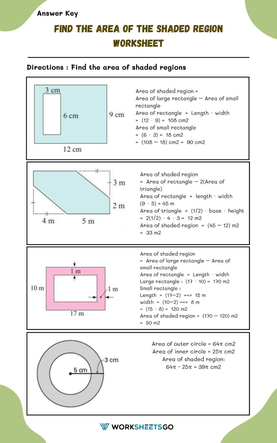 Find The Area Of The Shaded Region Worksheets WorksheetsGO