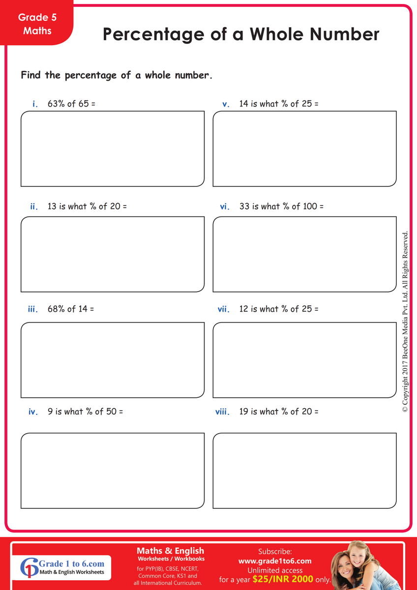 6th Grade Percent Word Problems