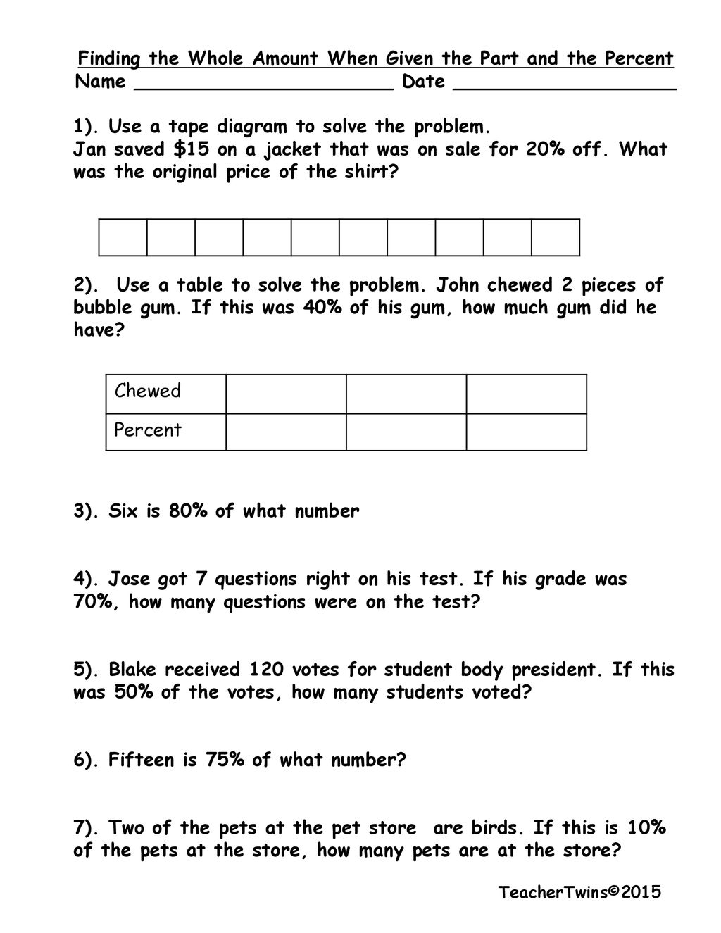 Finding The Whole Amount When Given The Part And The Percent Ppt Worksheets Library Finding The Whole Amount When Given The Part And The Percent Ppt Worksheets Library