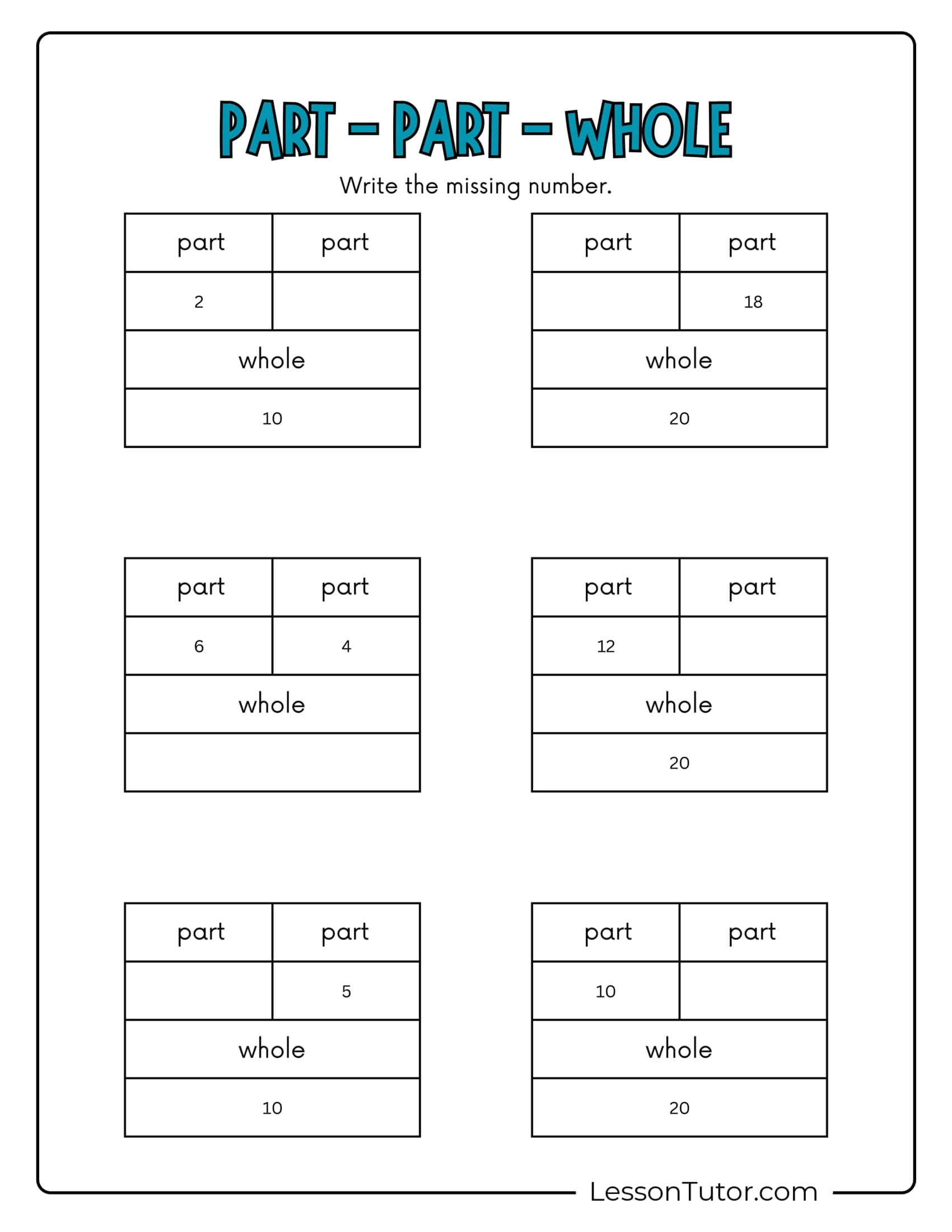 First Grade Part Part Whole Free Coloring Pages PDF Printables And Worksheets Lesson Tutor