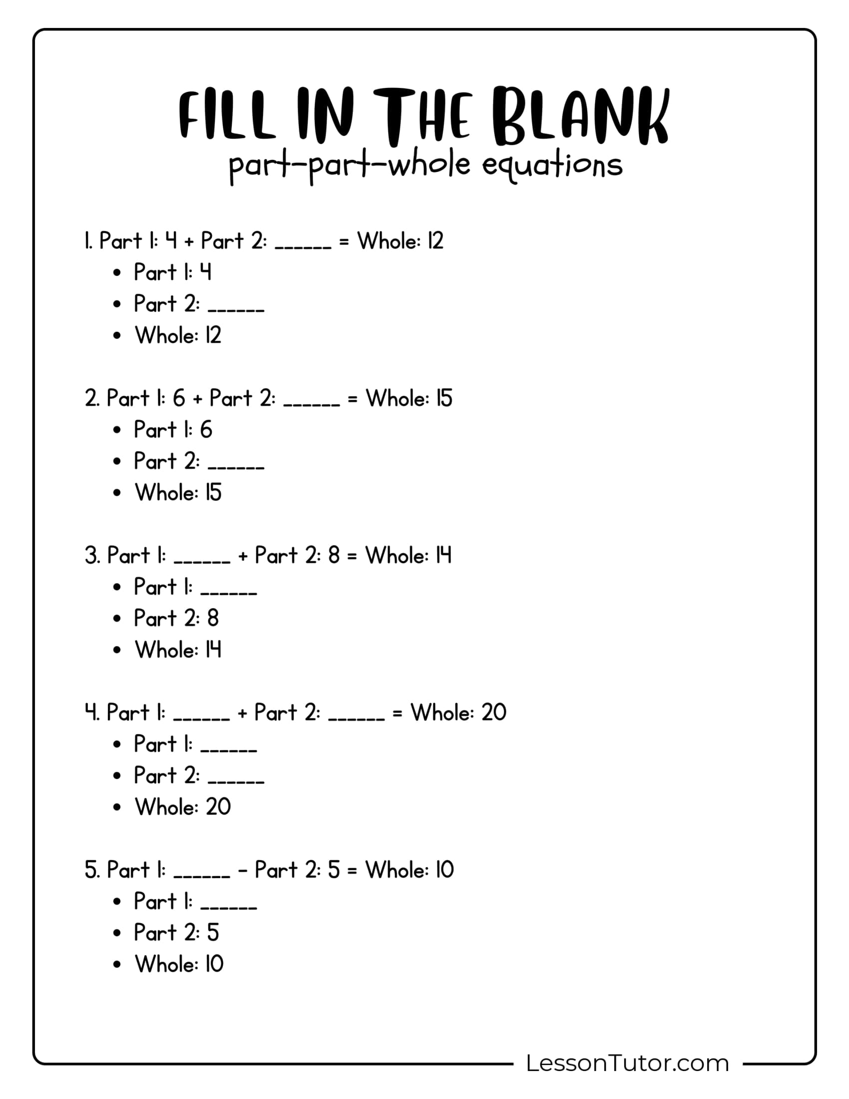 First Grade Part Part Whole Free Coloring Pages PDF Printables And Worksheets Lesson Tutor