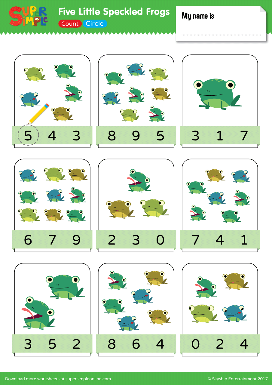 Five Little Speckled Frogs Count Circle Super Simple Five Little Speckled Frogs Count Circle Super Simple