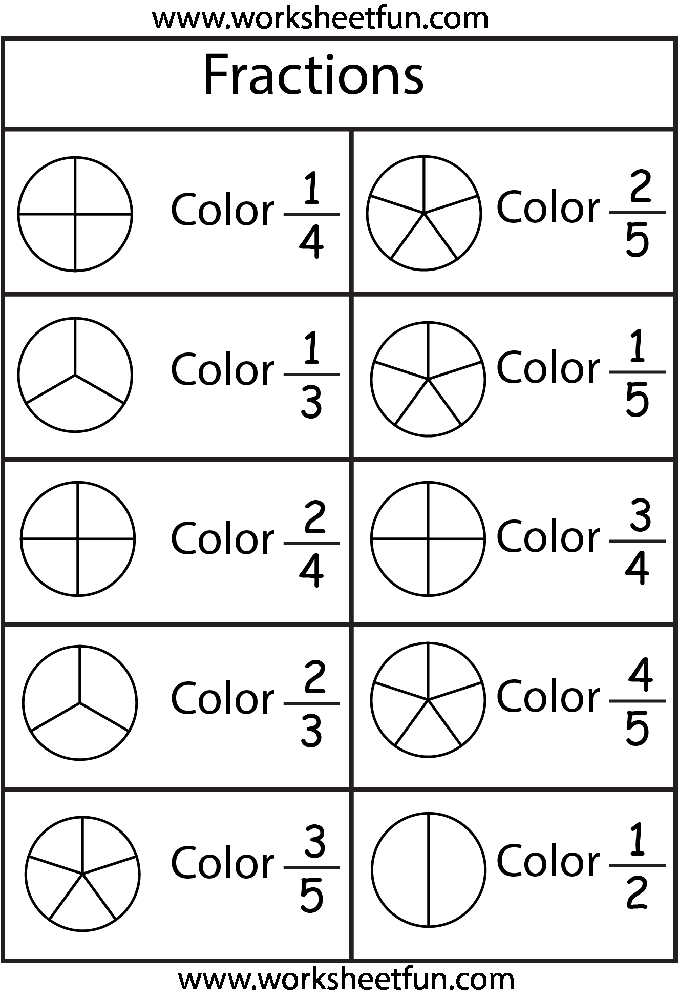 Fraction Coloring Worksheet Engaging Activities For Learning Fractions