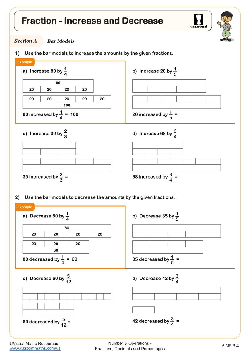 Fraction Increase And Decrease Worksheet Fun And Engaging 5th Grade Number And Operations Worksheet Cazoom Math Fraction Increase And Decrease Worksheet Fun And Engaging 5th Grade Number And Operations Worksheet Cazoom Math