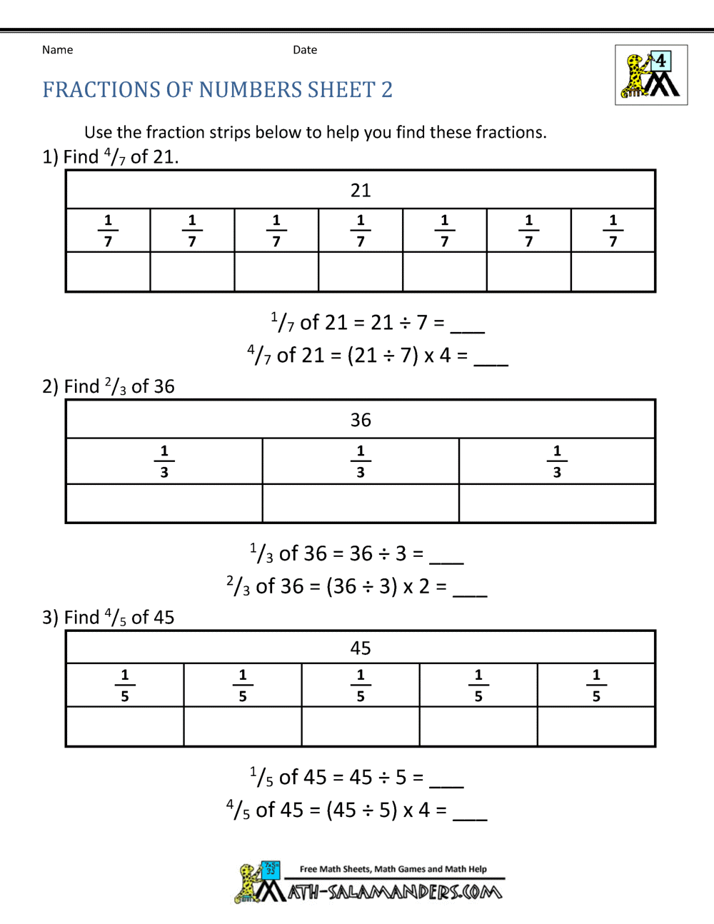 Fraction Of A Whole Number