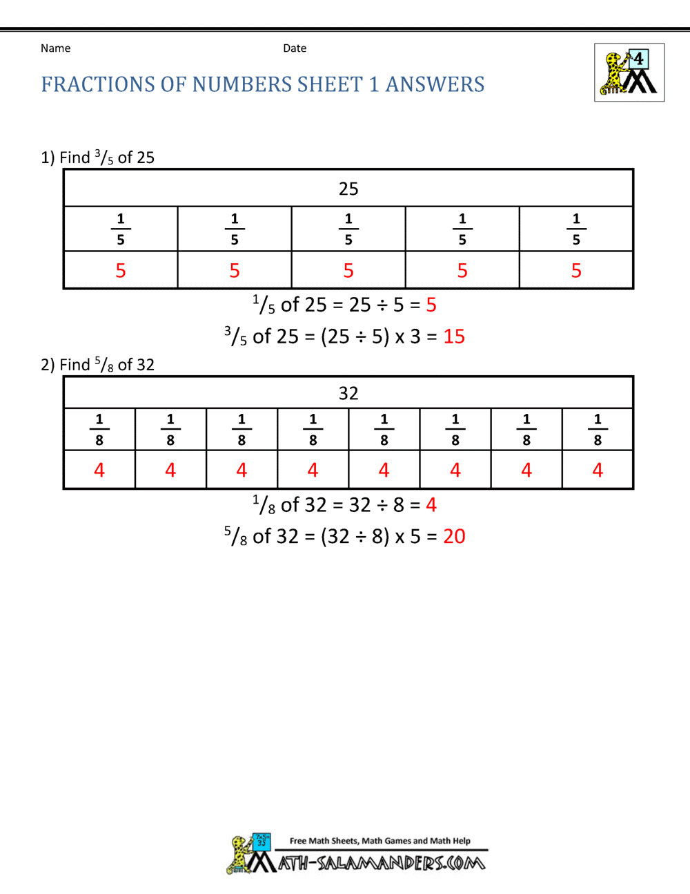 Fraction Of A Whole Number Fraction Of A Whole Number