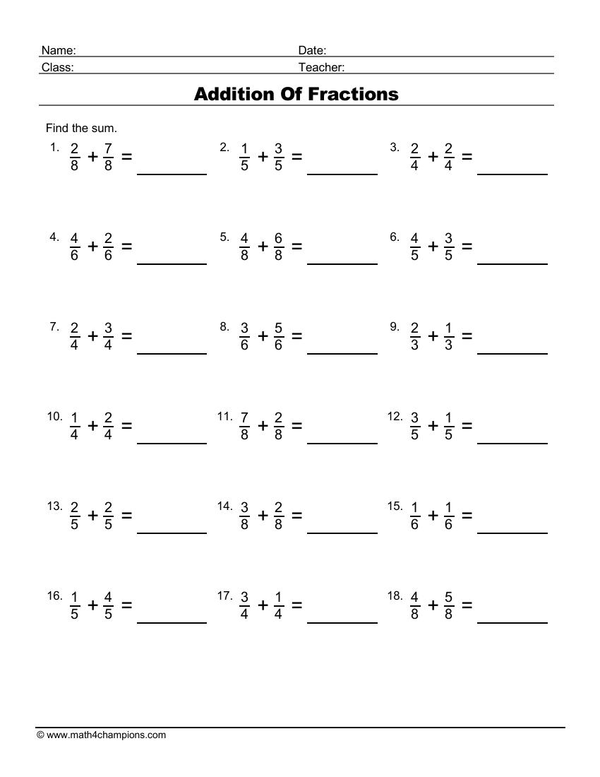 Fraction Worksheets Pdf Downloads Math Champions Fraction Worksheets