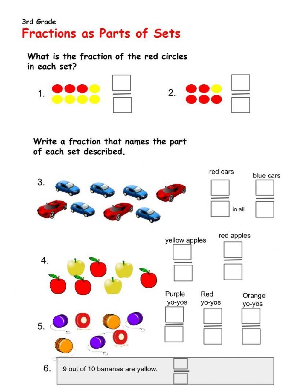 Fractions As Parts Of Sets Worksheet Worksheets Library