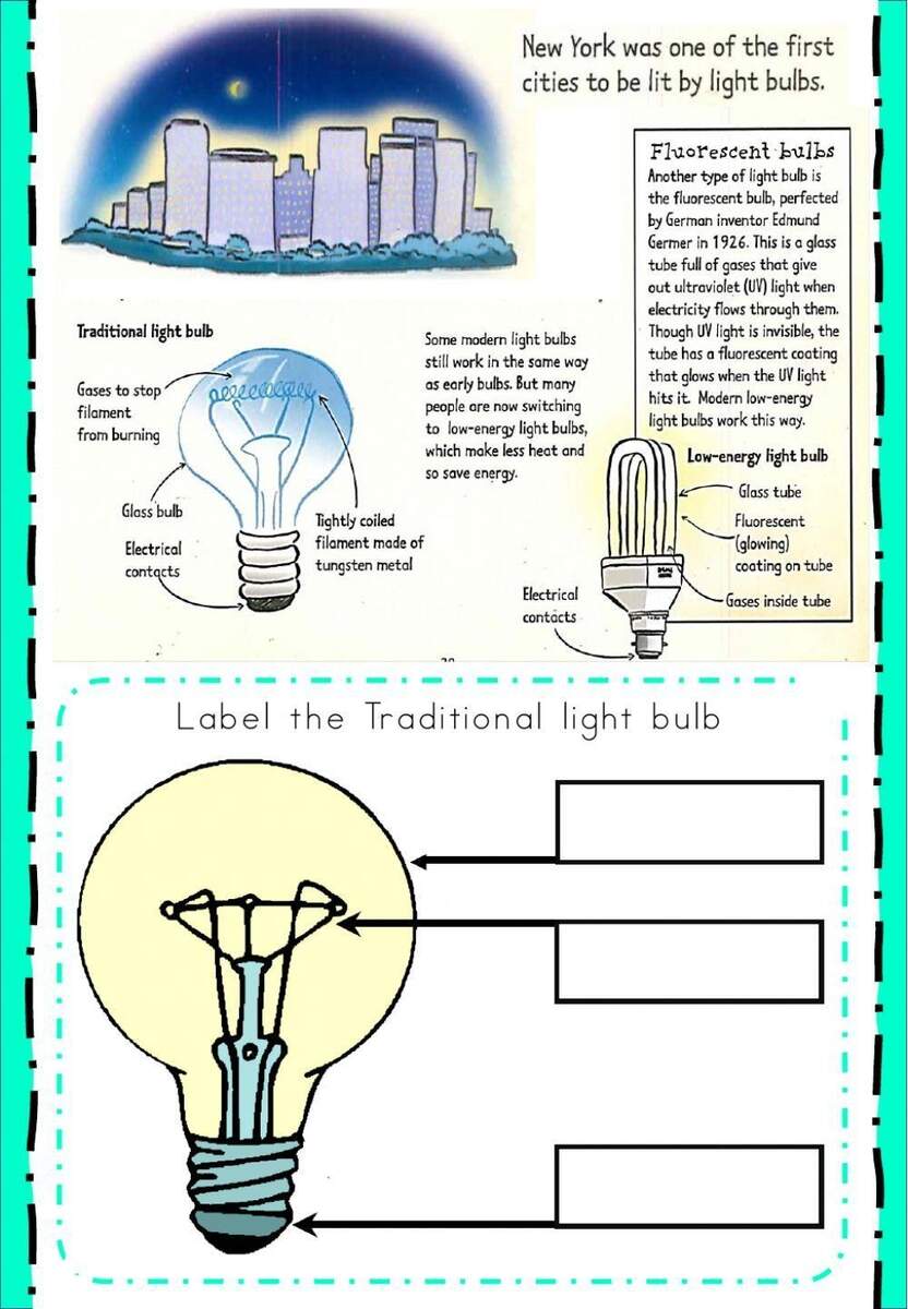 Quiz Worksheet Light Bulb Parts Facts For Kids Study