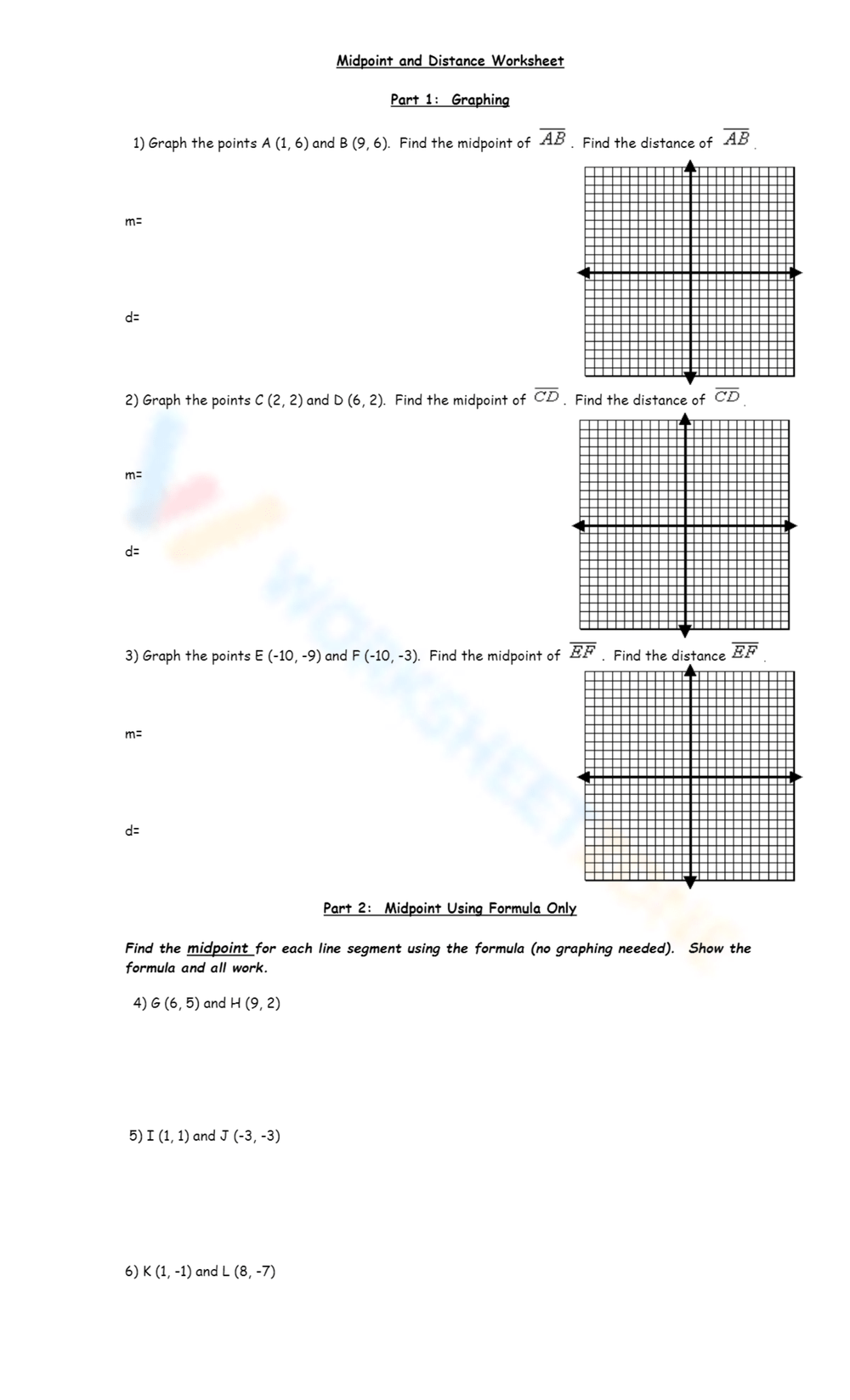 Free Midpoint And Distance Worksheet Download Free Midpoint And Distance Worksheet Png Images Free Worksheets On Clipart Library