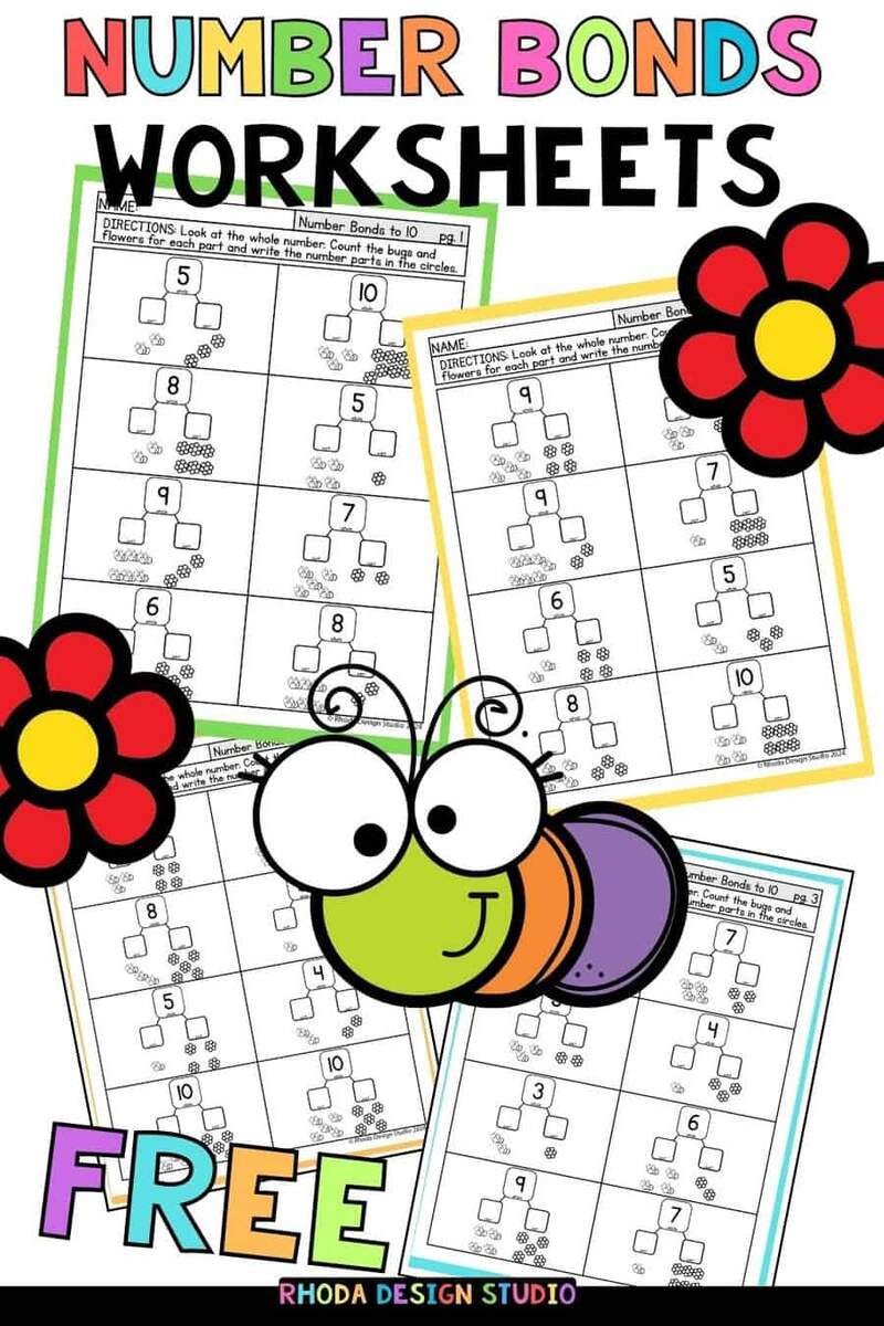 Free Number Bonds Worksheets Bugs And Flowers