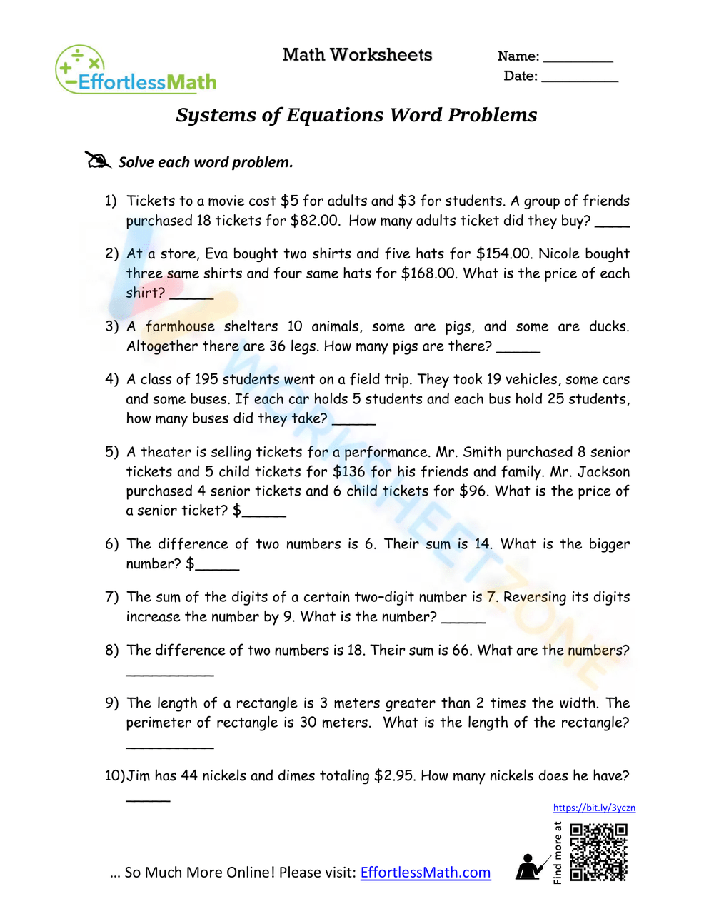 Free Systems Of Equations Word Problems Worksheet Collection Worksheets Library Free Systems Of Equations Word Problems Worksheet Collection Worksheets Library