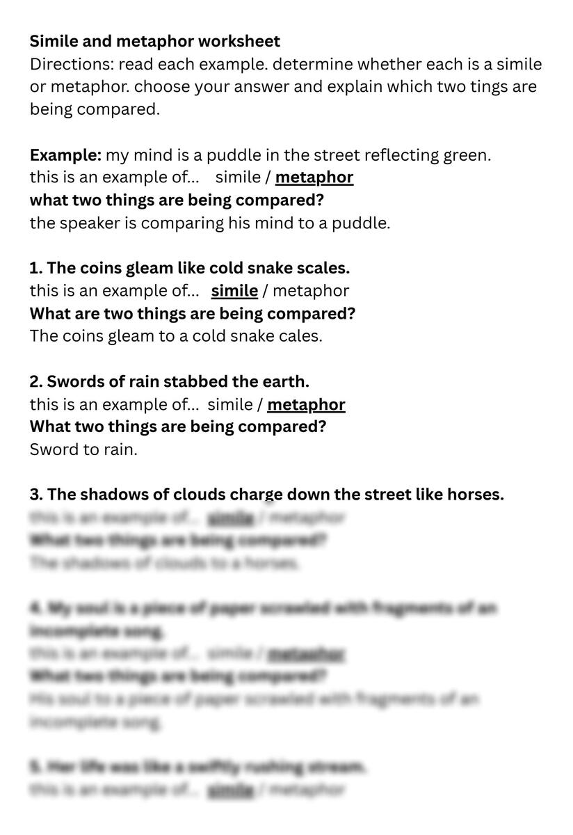 Free What Is A Metaphor Worksheet Answers Download Free What Is A Metaphor Worksheet Answers Png Images Free Worksheets On Clipart Library