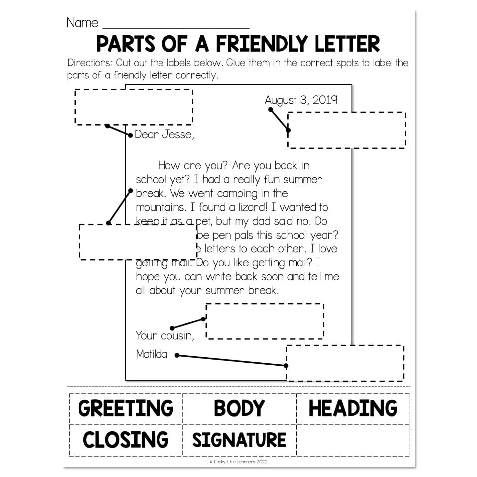Friendly Letter Writing Worksheets Worksheets Library