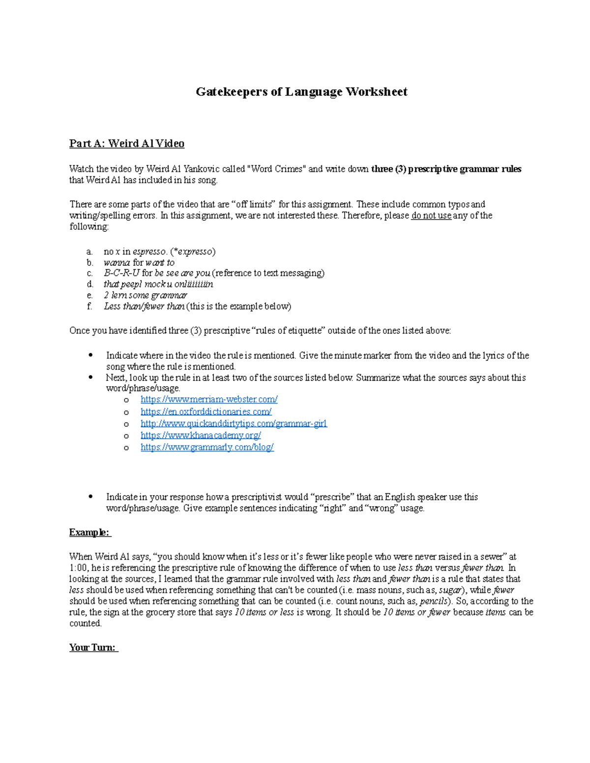 Gatekeepers Of Language Analyzing Weird Al Stephen Fry s Views Studocu