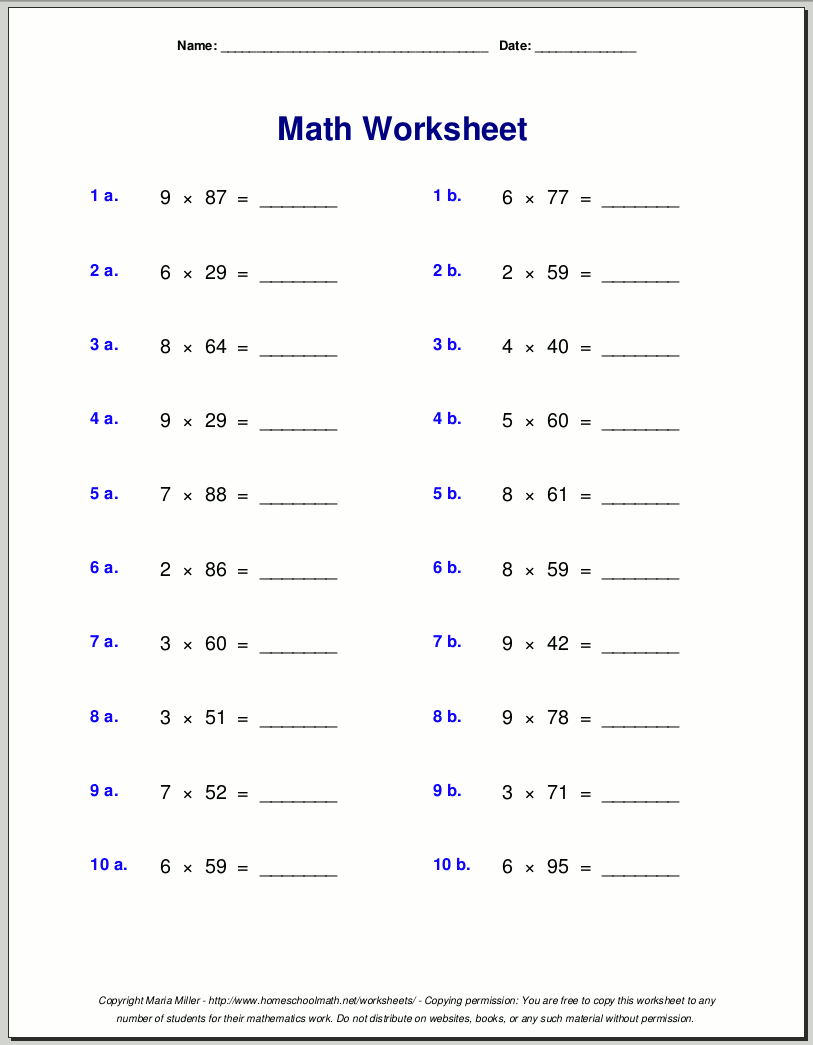Grade 4 Multiplication Worksheets Grade 4 Multiplication Worksheets