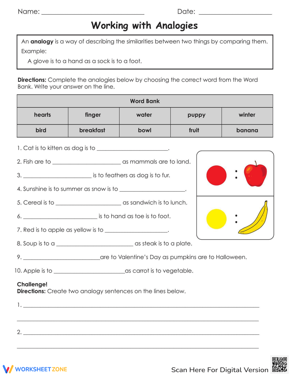 Grade 5 Analogies Fill In The Blanks Worksheets