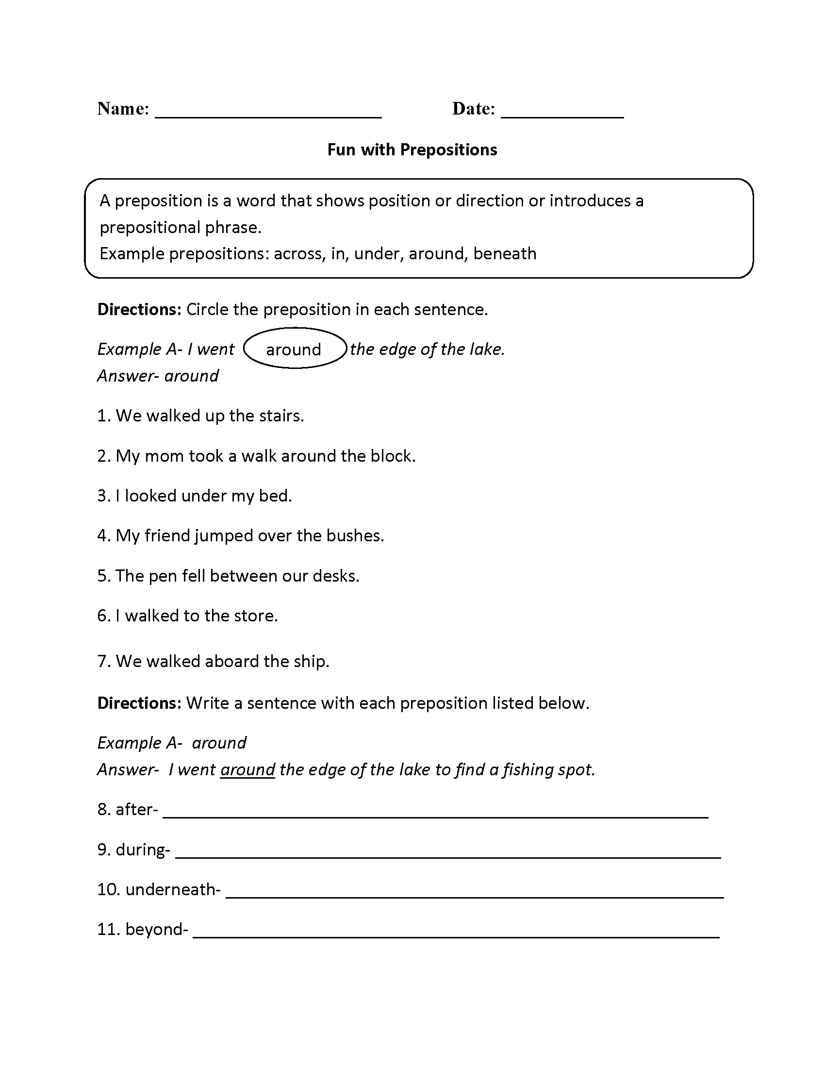Grammar Worksheets Parts Of A Sentence Worksheets
