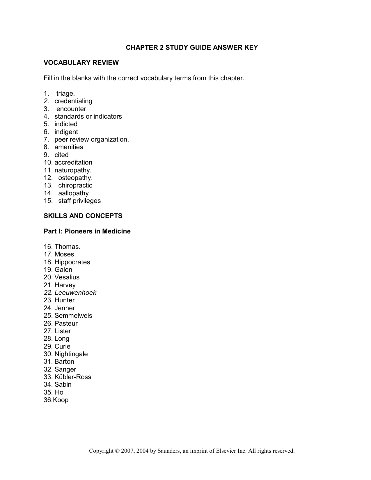 Healthcare Study Guide Answer Key Chapter 2