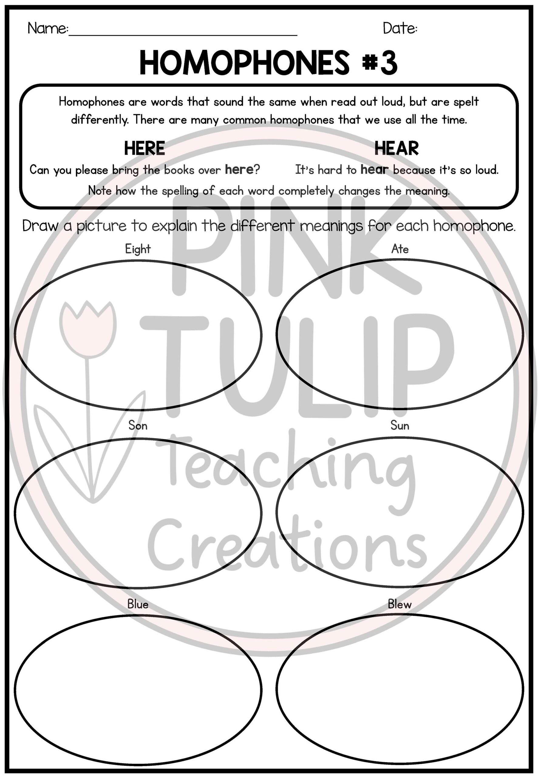 Homophones Worksheet Pack With Answers Etsy Denmark