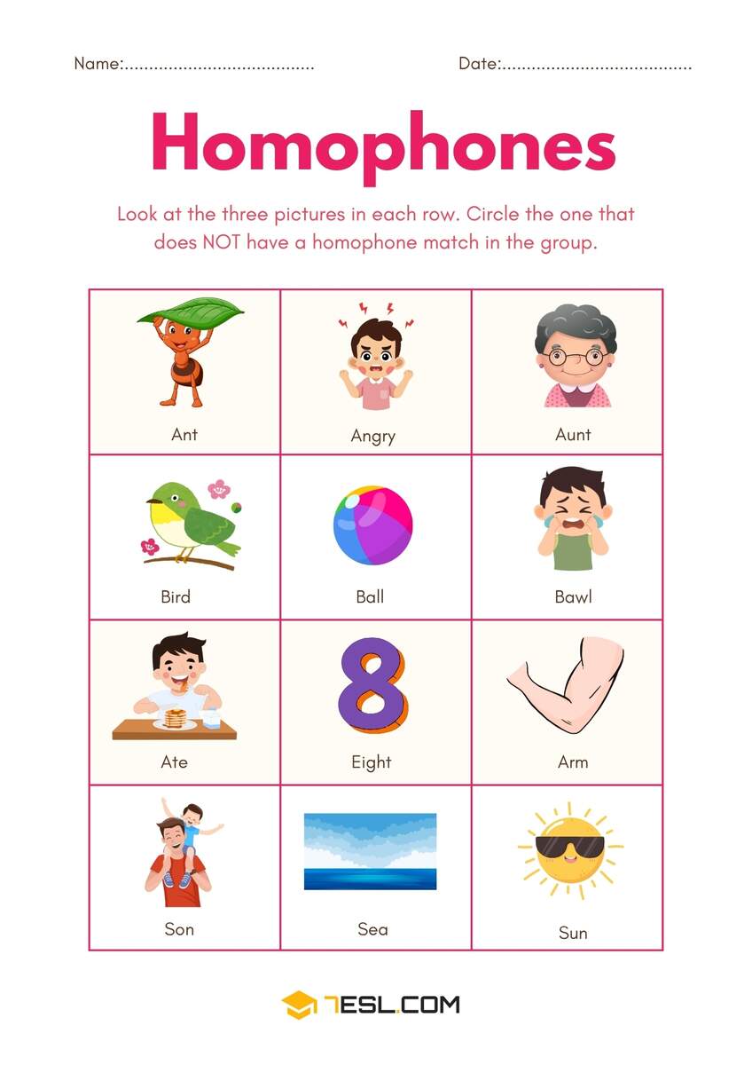 Homophones Worksheets For Classroom Use 7ESL