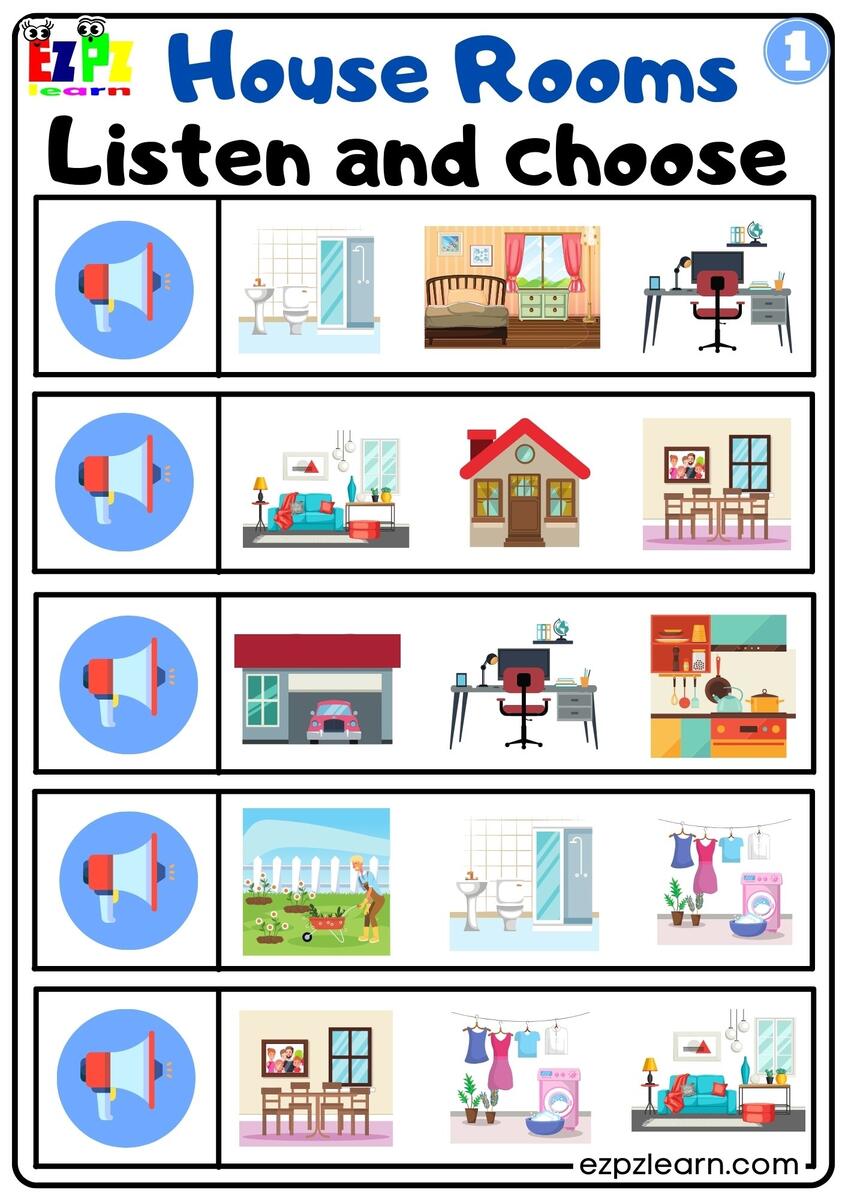 House Rooms Interactive Vocabulary Activity Listen And Choose The Correct Images Activity For ESL Students And K3 Kids G1 Ezpzlearn House Rooms Interactive Vocabulary Activity Listen And Choose The Correct Images Activity For ESL Students And K3 Kids G1 Ezpzlearn