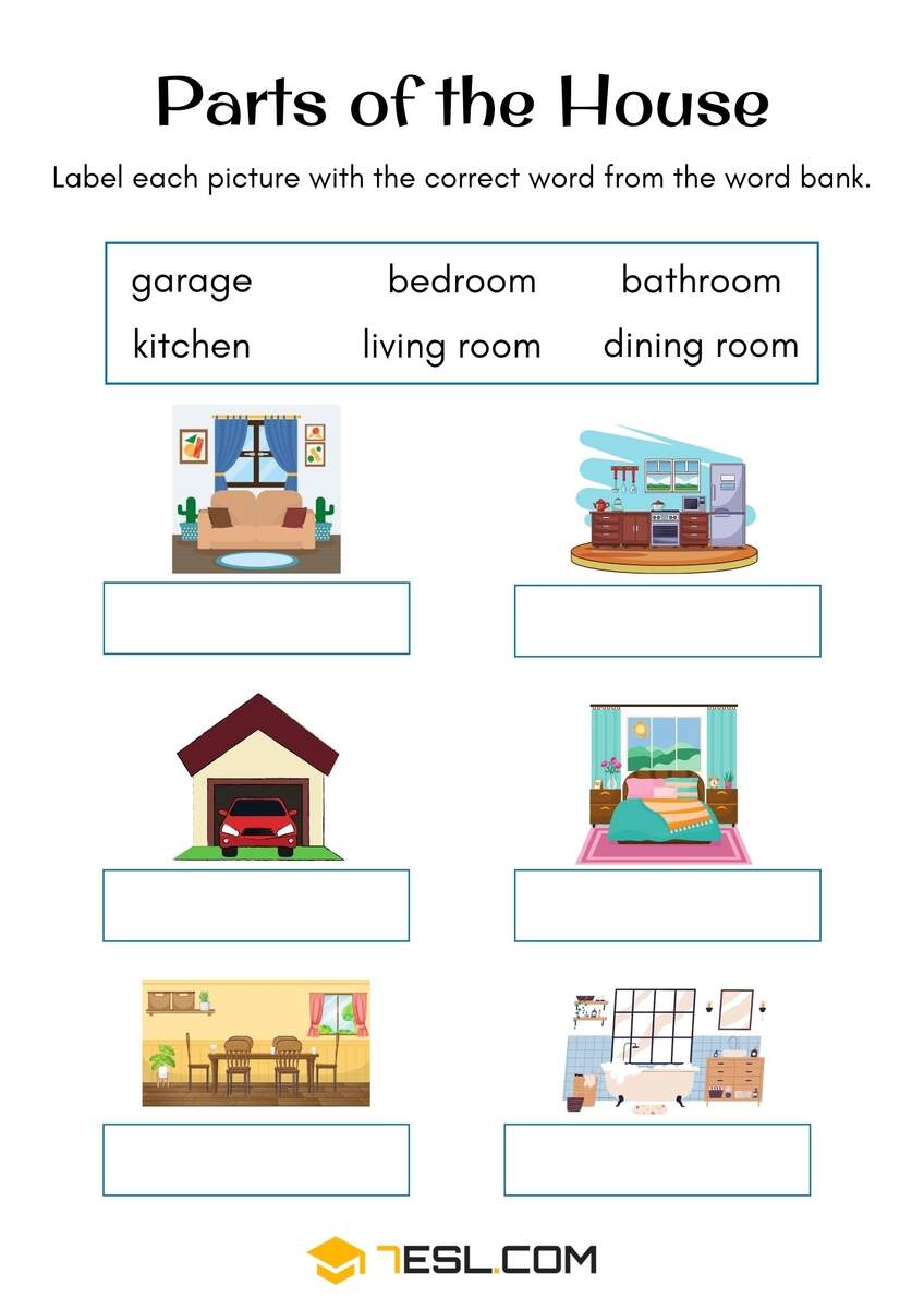 House Worksheets For Kids 7ESL House Worksheets For Kids 7ESL