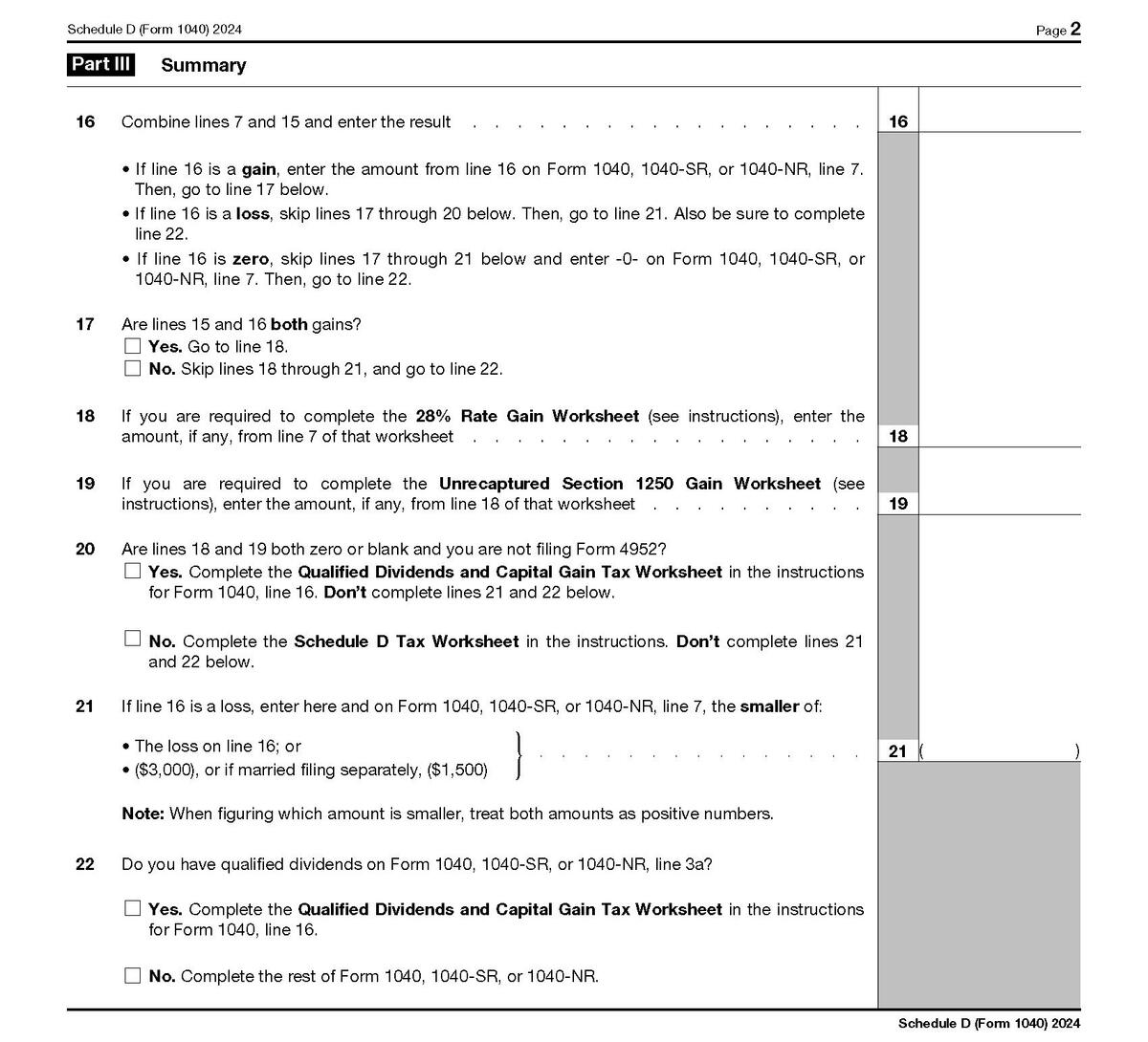 How To Complete IRS Schedule D Form 1040