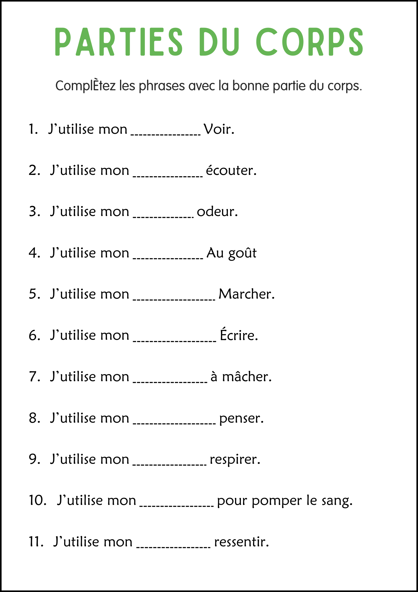 Human Body Parts Worksheets In French Feuilles De Travail Sur Les Parties Du Corps Humain Made By Teachers Human Body Parts Worksheets In French Feuilles De Travail Sur Les Parties Du Corps Humain Made By Teachers