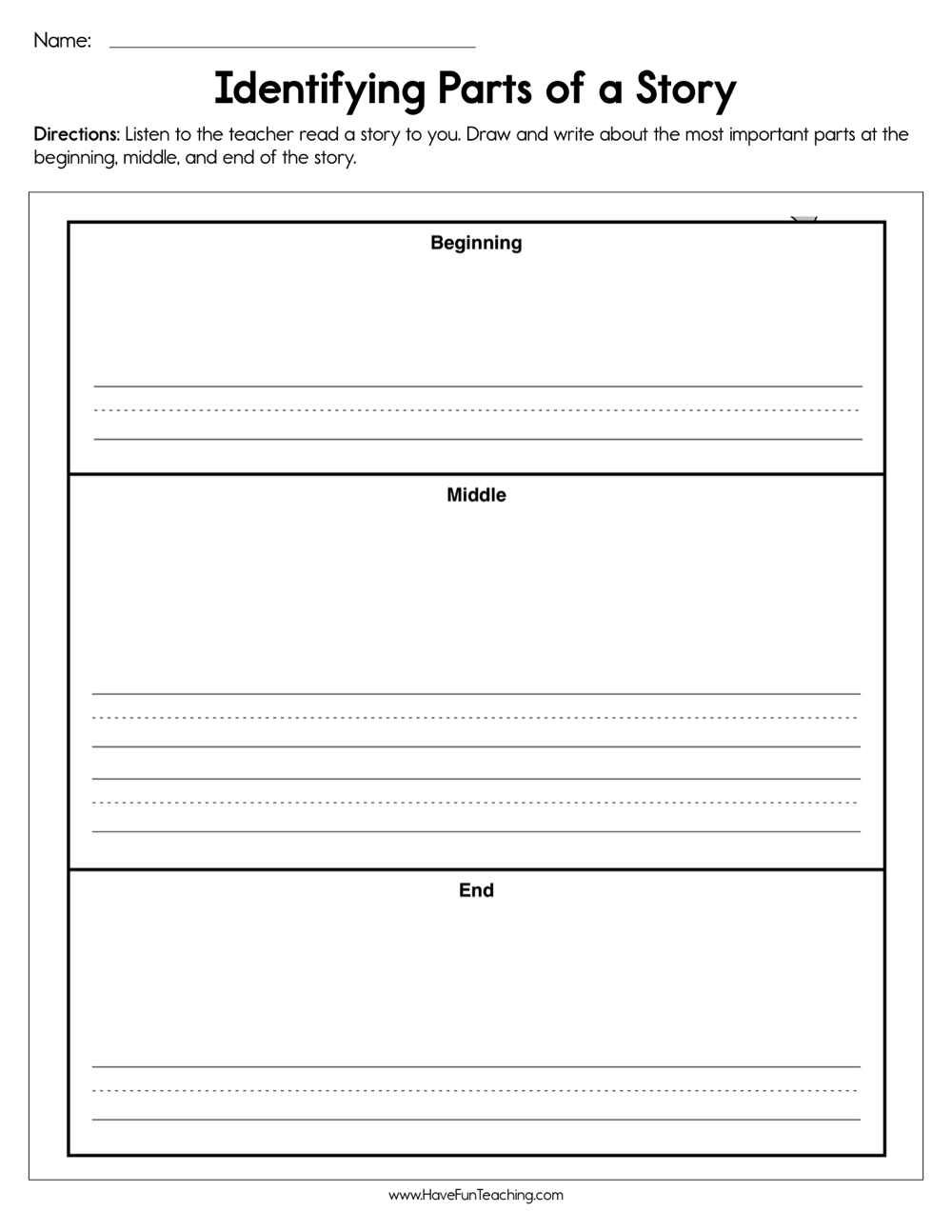 Identifying Parts Of A Story Worksheet Have Fun Teaching