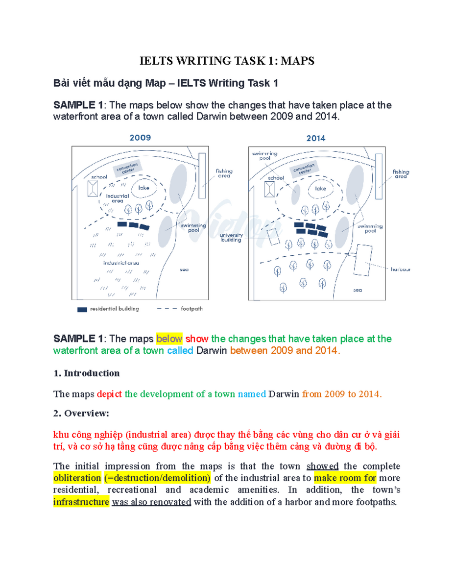 IELTS Writing Task 1 Map Descriptions And Comparisons Studocu