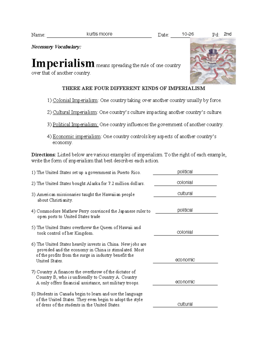 Imperialism Worksheet Part 2 Types Examples Explained Studocu Imperialism Worksheet Part 2 Types Examples Explained Studocu