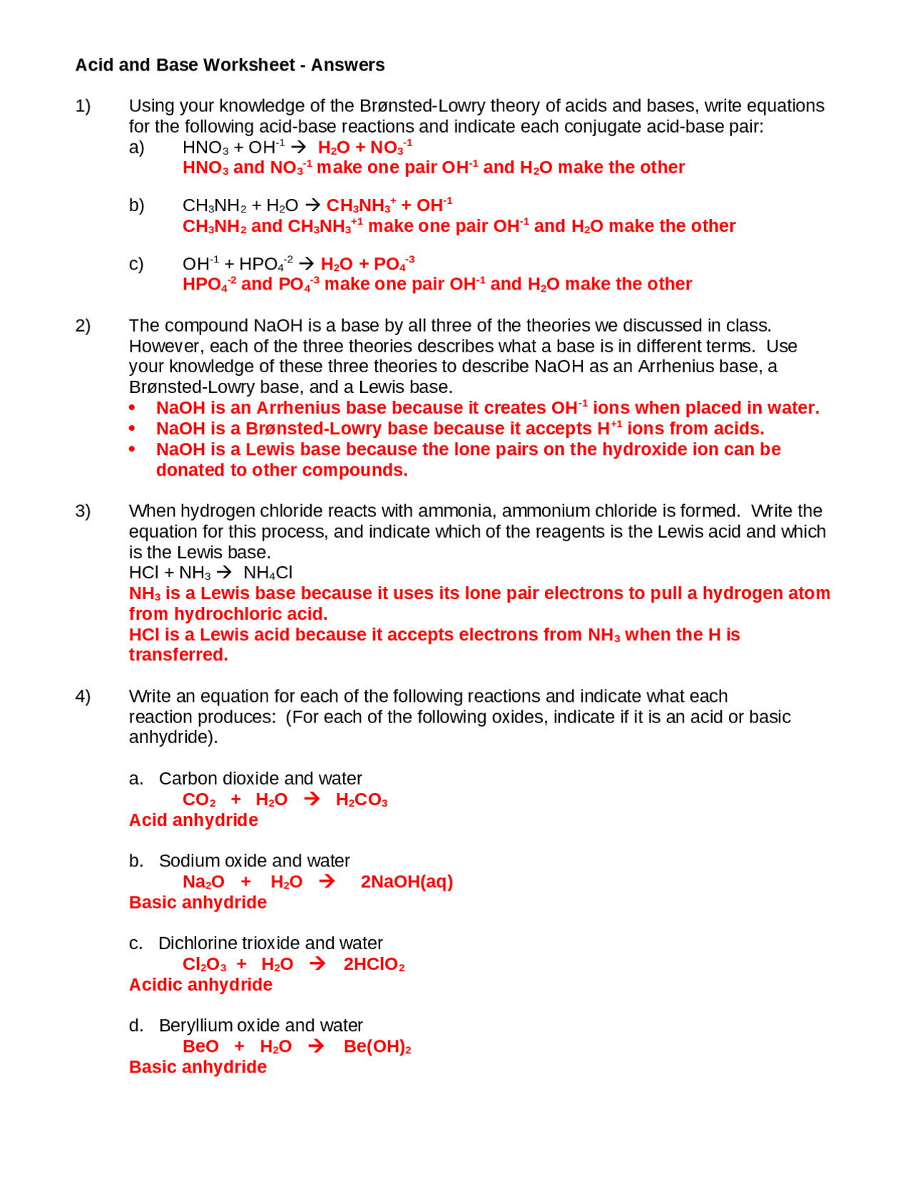 Intro To Bases And Acids Worksheet Schemes And Mind Maps Physical Education Docsity