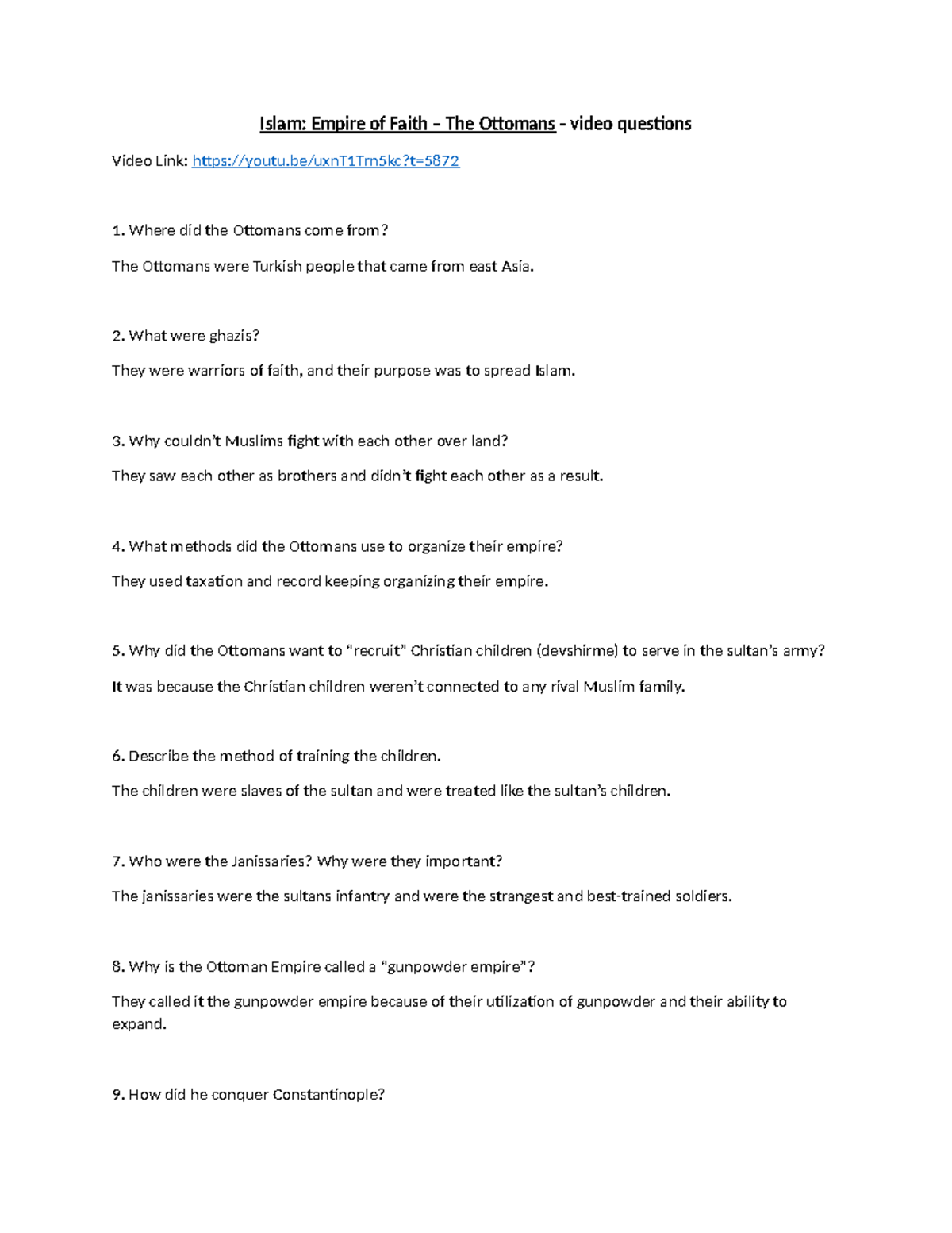 Islam Empire Of Faith Ottoman Insights Video Questions Studocu Islam Empire Of Faith Ottoman Insights Video Questions Studocu