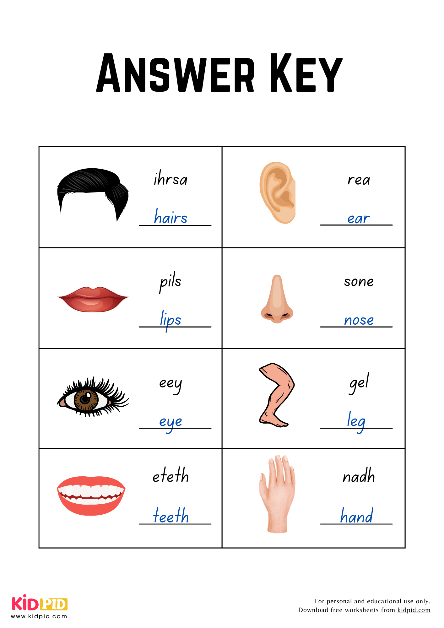 Jumbled Body Parts Word Worksheet For Grade 1 Kidpid Jumbled Body Parts Word Worksheet For Grade 1 Kidpid