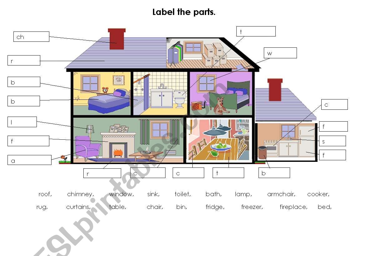 Label Parts Of The House Home ESL Worksheet By Tomos Label Parts Of The House Home ESL Worksheet By Tomos