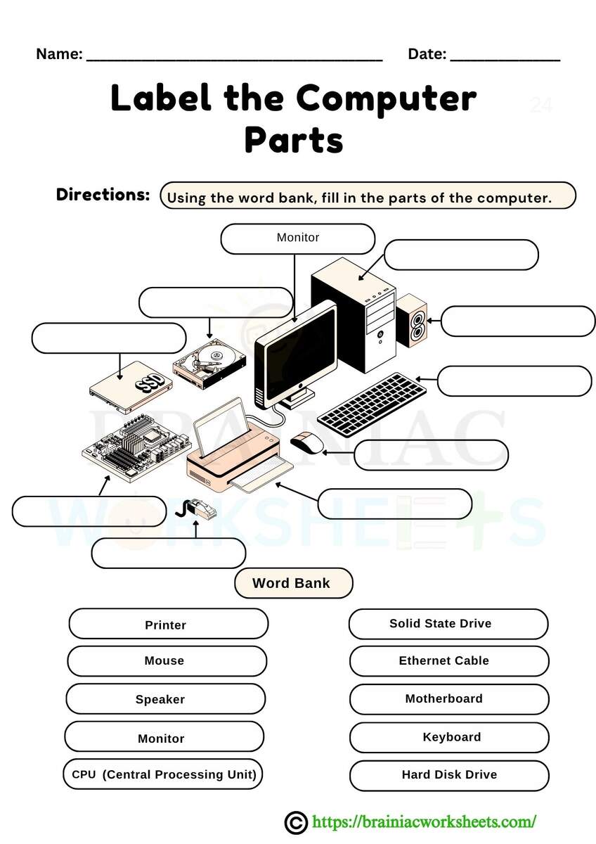 Label The Computer Parts Computer Worksheet For Class 2 Brainiac Worksheets Label The Computer Parts Computer Worksheet For Class 2 Brainiac Worksheets