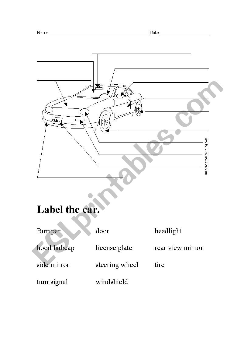 Labeling Car Parts For A Car Wash ESL Worksheet By Cmaxwell 0321 Labeling Car Parts For A Car Wash ESL Worksheet By Cmaxwell 0321