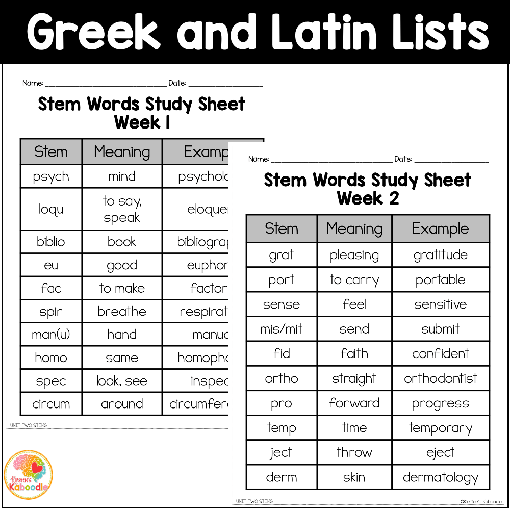 Latin And Greek Root Word Activities Lists Quizzes And Tests Worksheets Library
