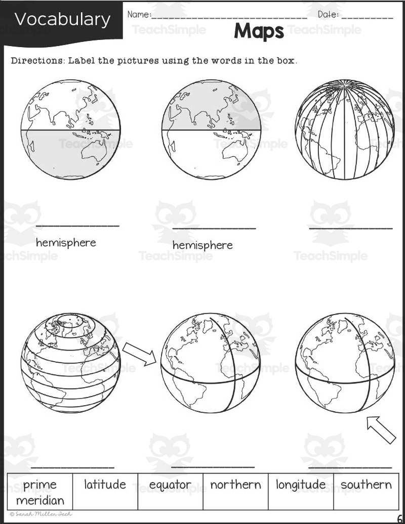 Map And Globe Skills For 3rd 5th Grade Reading Packet By Teach Worksheets Library
