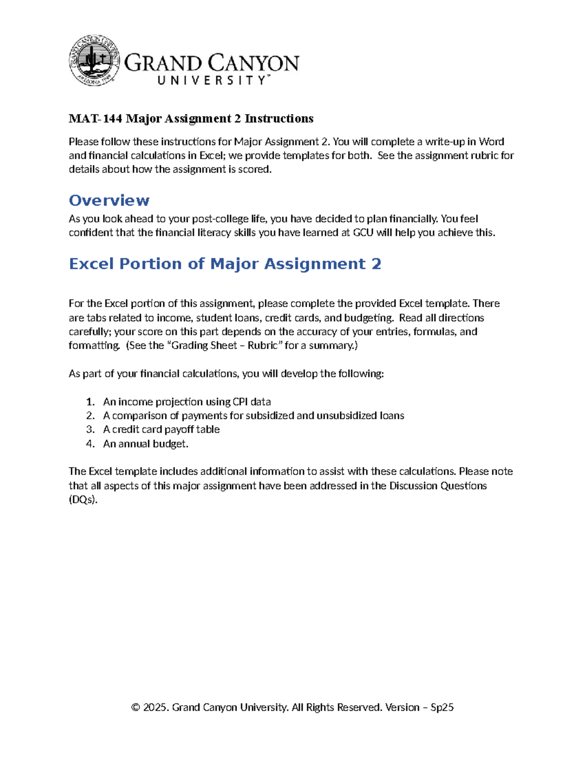 MAT 144 RS ONL T4 Major Assignment 2 Financial Planning Guide Studocu
