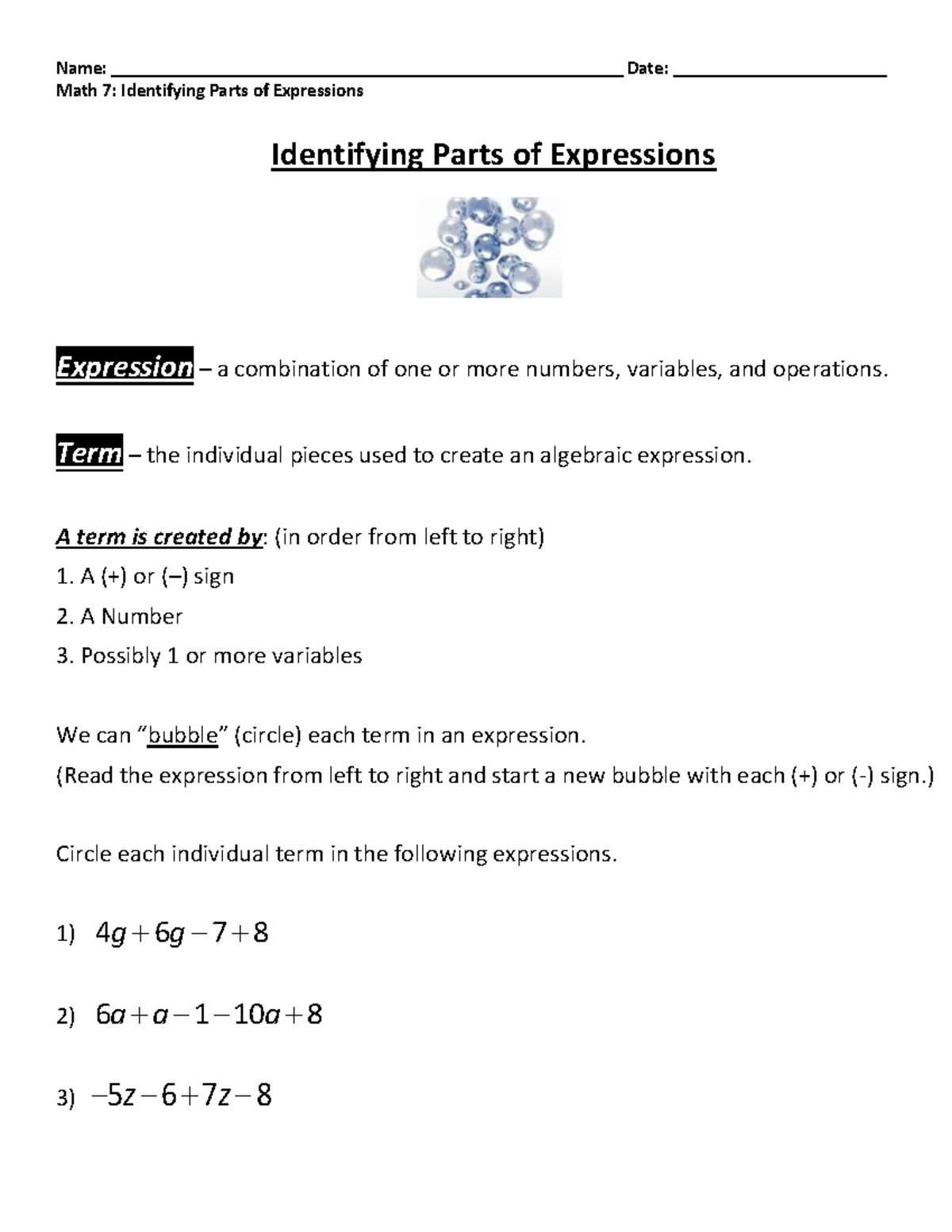 Math 7 Identifying Parts Of Expressions Worksheet Studocu Math 7 Identifying Parts Of Expressions Worksheet Studocu