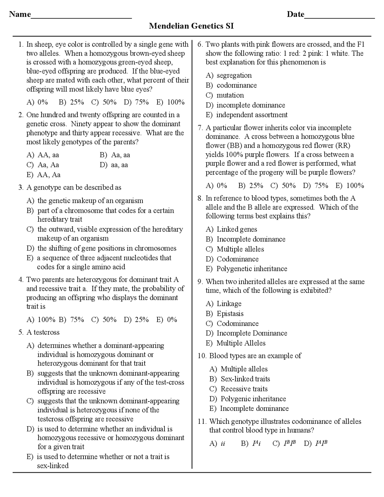 Mendelian Genetics Worksheet With Answer Key Exercises Genetics Docsity Mendelian Genetics Worksheet With Answer Key Exercises Genetics Docsity