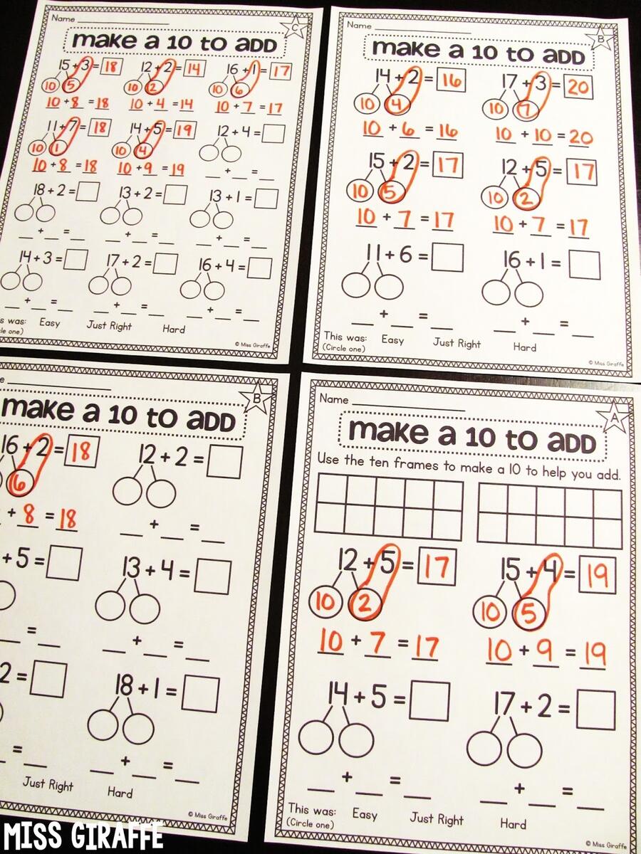 Make Ten Math Activity Free Printable